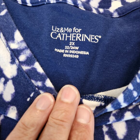 Liz&Me by Catherines Blue & White Shirt Size 2X (22/24W) - Picture 4 of 6